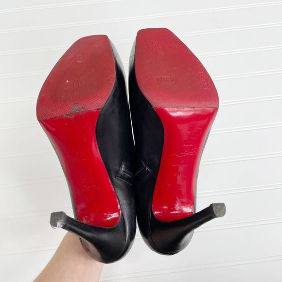 Christian Louboutin Shoes Heels Platform Ankle Boots Miss 120 Bootie Leather Bla - Picture 9 of 16